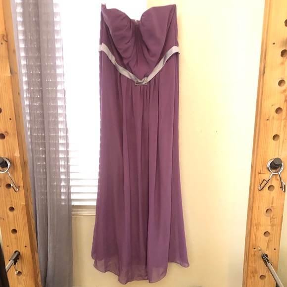 Purple Strapless Formal Dress with Silver Belt - Picture 2 of 9